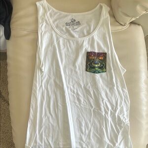 Universal Studios Volcano Bay White Tank Top with Colorful Graphic
